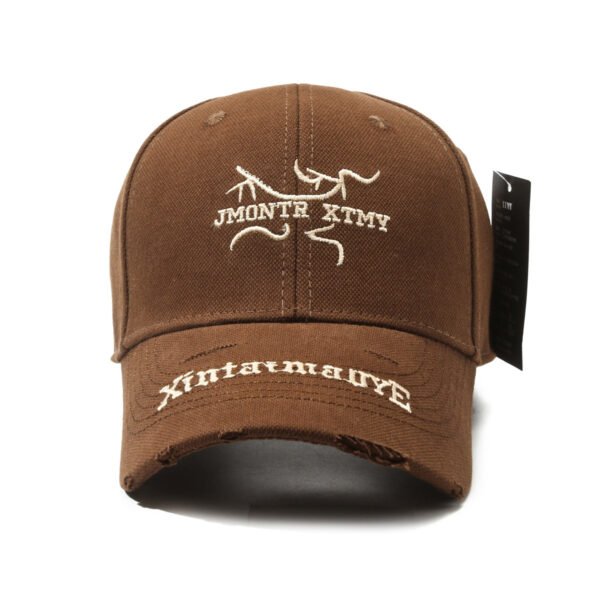 Embroidered Brim Logo Washed Cotton Baseball Cap - 图片 2