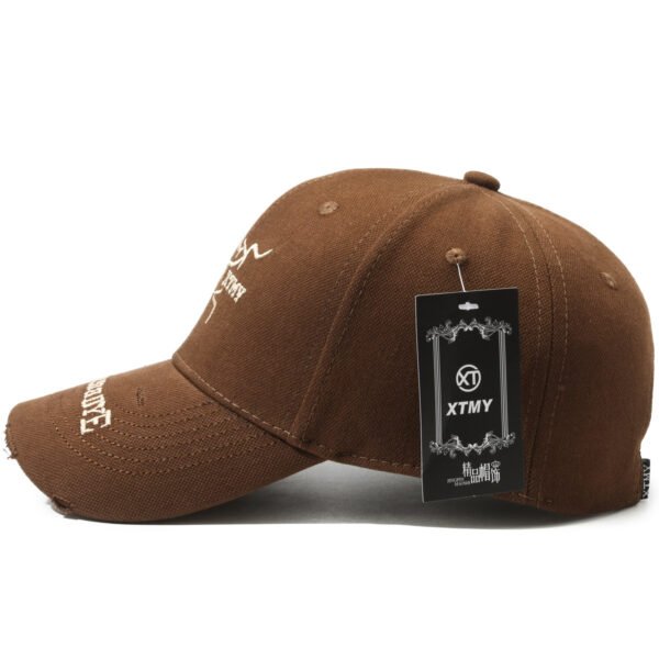 Embroidered Brim Logo Washed Cotton Baseball Cap - 图片 3