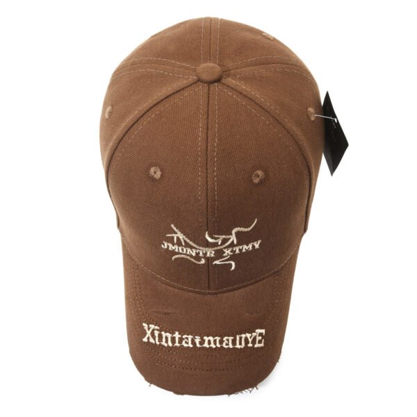Embroidered Brim Logo Washed Cotton Baseball Cap - 图片 4