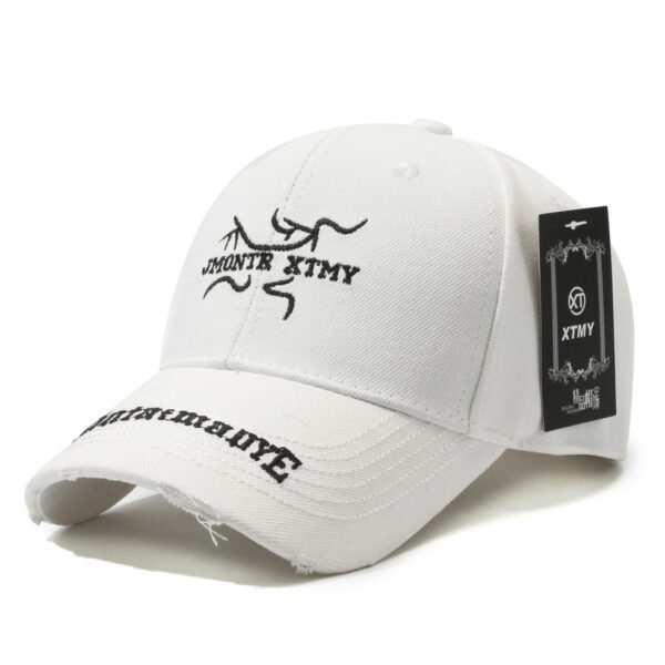 Embroidered Brim Logo Washed Cotton Baseball Cap - 图片 5