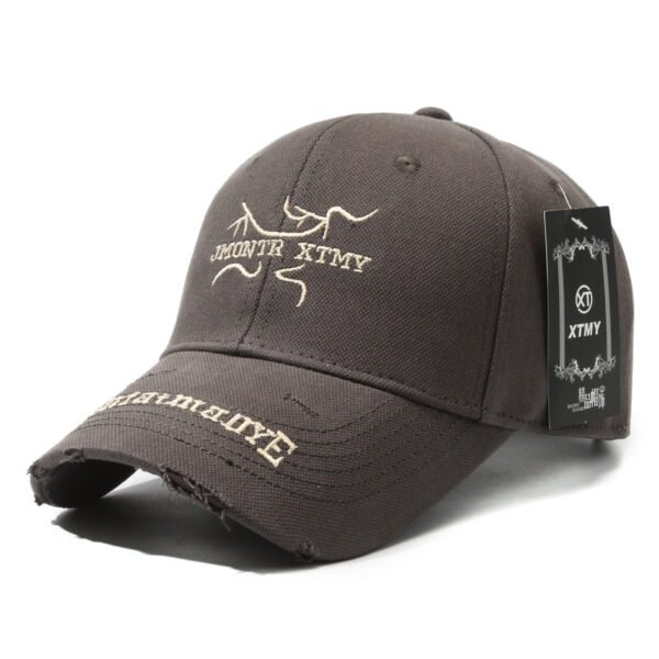 Embroidered Brim Logo Washed Cotton Baseball Cap - 图片 6