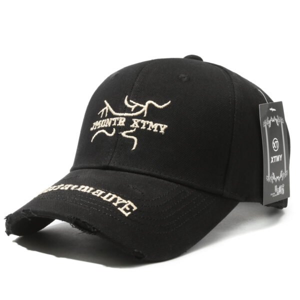 Embroidered Brim Logo Washed Cotton Baseball Cap - 图片 7