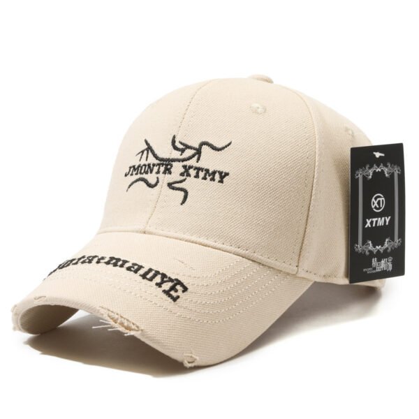 Embroidered Brim Logo Washed Cotton Baseball Cap - 图片 8
