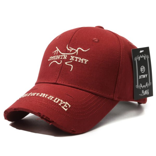 Embroidered Brim Logo Washed Cotton Baseball Cap - 图片 9