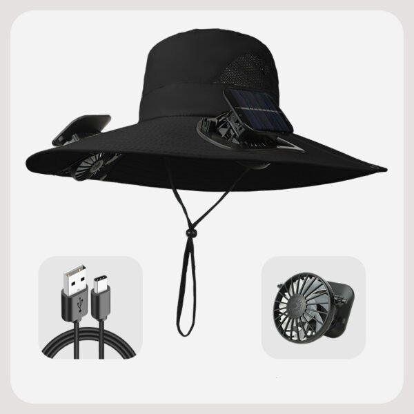 OEM Solar Fan Cap Solar Powered Cooling Fan Hat - 图片 11